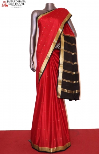 Traditional Butta Pure Mysore Crepe Silk Saree